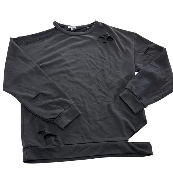 Tobi Sweater Womens Small Black‎ Distressed Pullover Asymmetrical Hem Grunge S/P - Picture 1 of 7